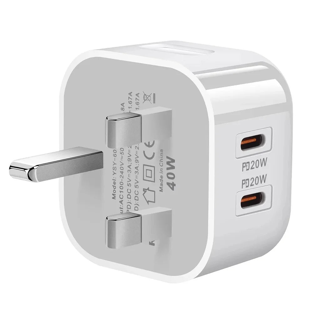 UK plug with 2 USB-C outputs