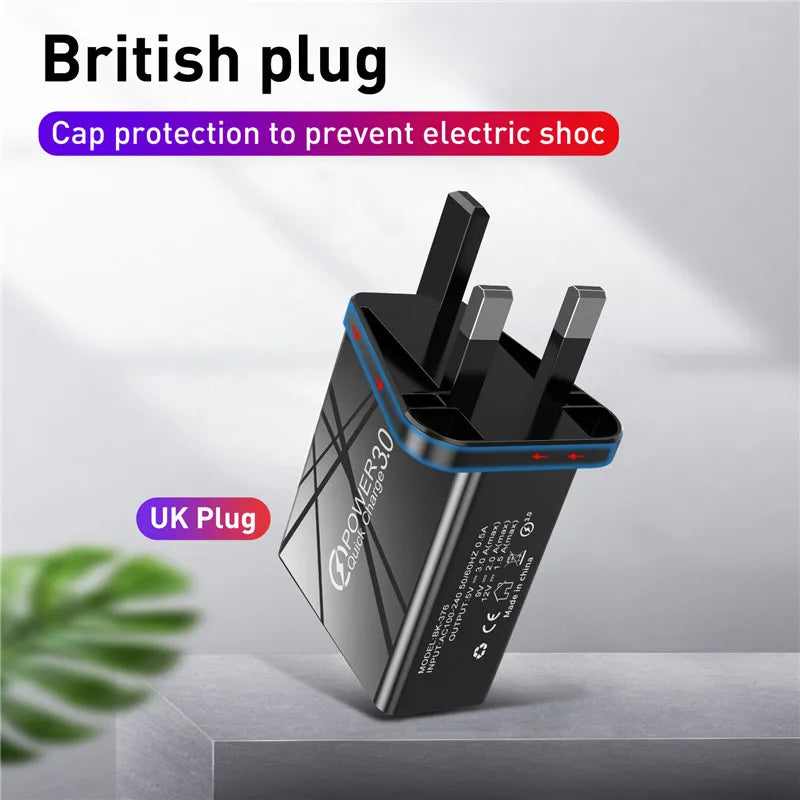 4 Port USB Charger Wall Adapter Plug | 45W Fast Charging