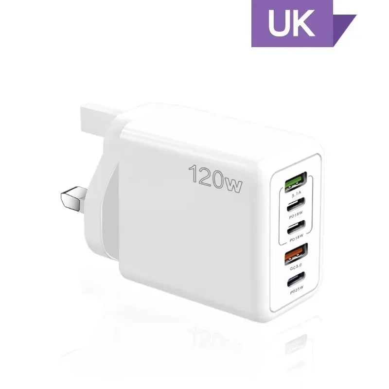 120W Wall Adapter Plug Multi Purpose | 5 Ports - USB & Type C
