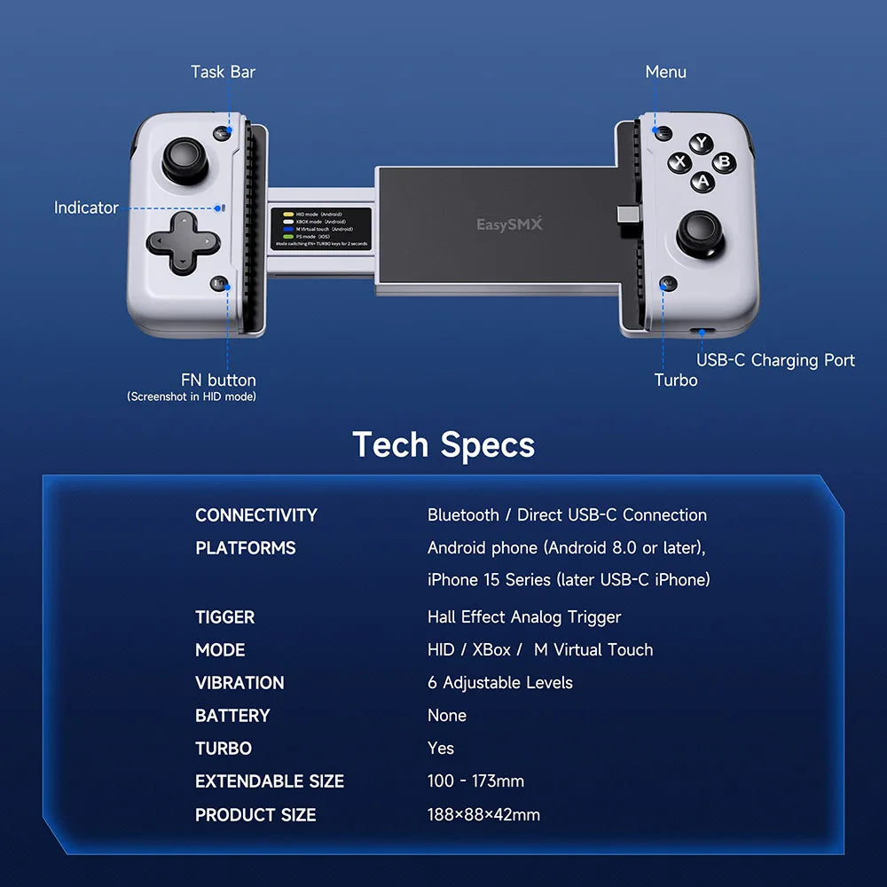 Type-C Mobile Phone Controller for Cloud Gaming and Mobile Games