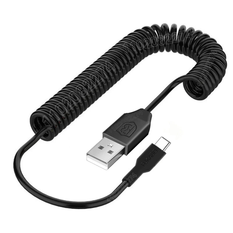 Spring Retractable Charging Cable for Car | USB to USB C