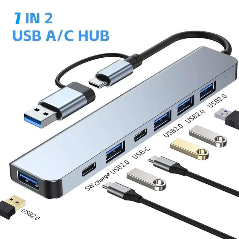 5 to 8 Port USB HUB with TF & SD card slots | For Mac & PC