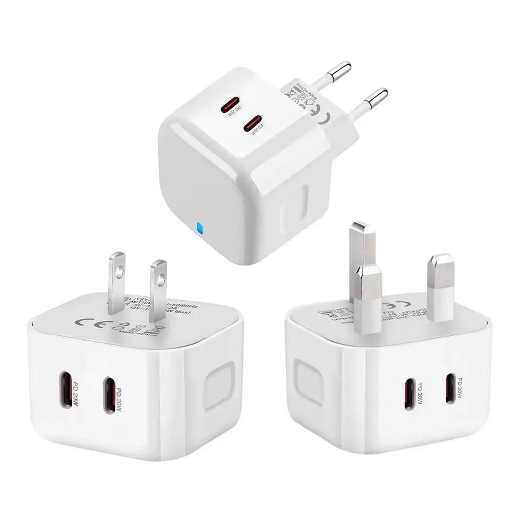 Dual USB C Wall Charger | Fast Power Adapter Plug 40W