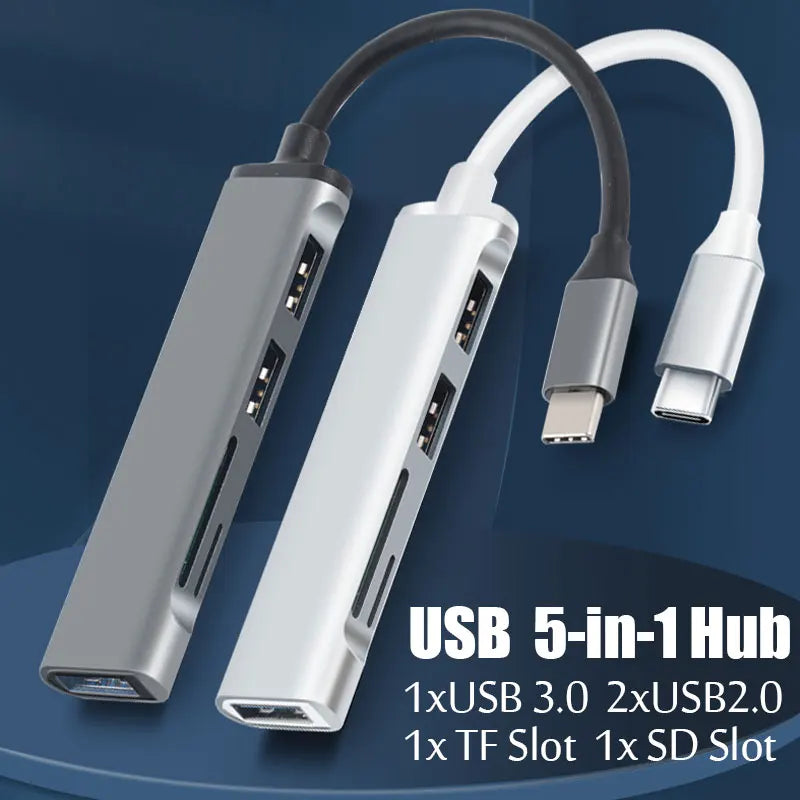 5 to 8 Port USB HUB with TF & SD card slots | For Mac & PC