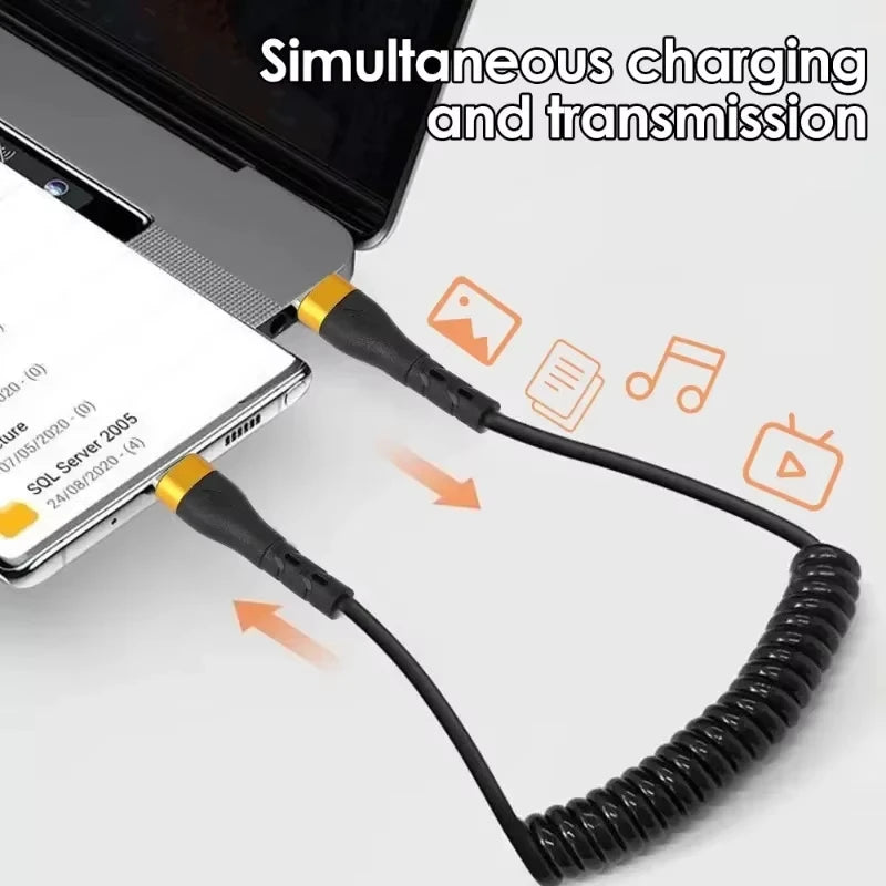 120W Retractable Charging Cable with Data Transfer | USB C To C