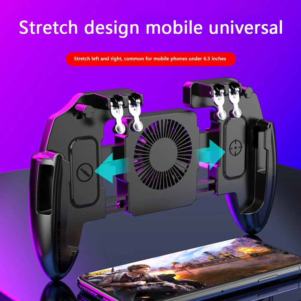 Universal Mobile Gaming Controller with Cooling Fan and Triggers