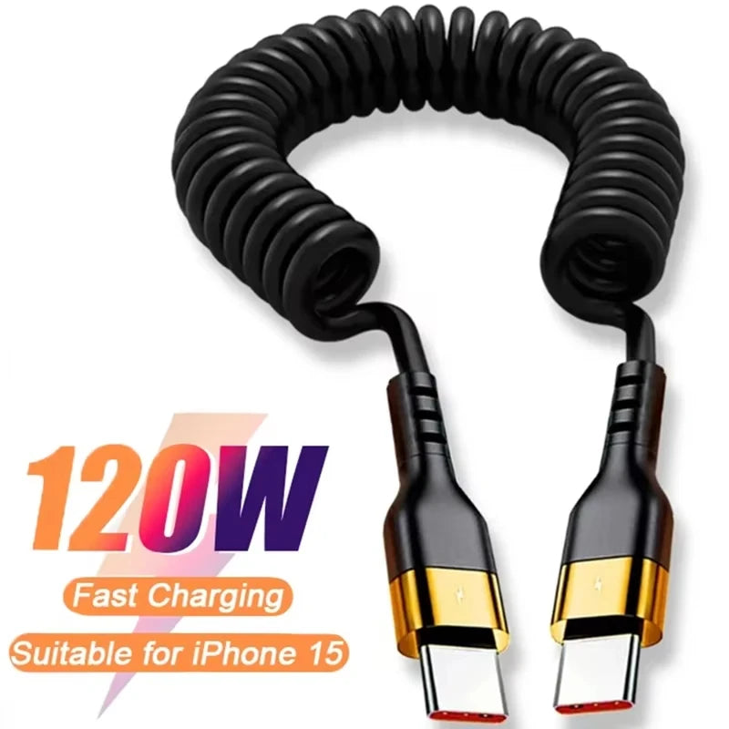 120W Retractable Charging Cable with Data Transfer | USB C To C