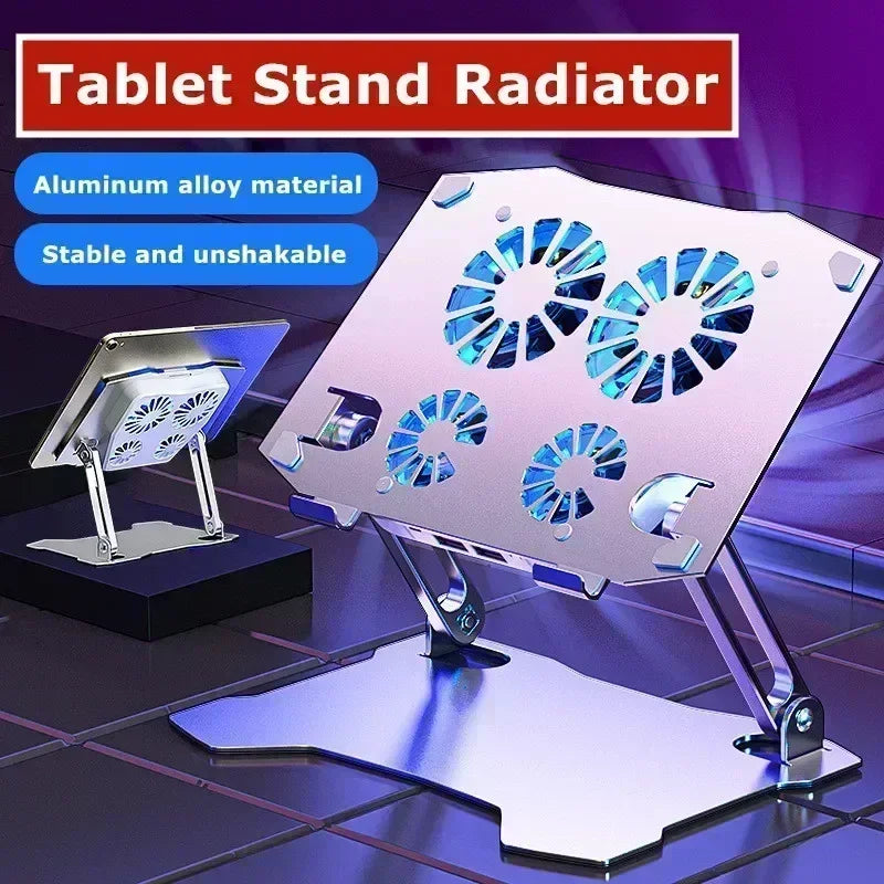 Air-Cooled iPad & Tablet Holder | 4-Fan Heat Sink Radiator