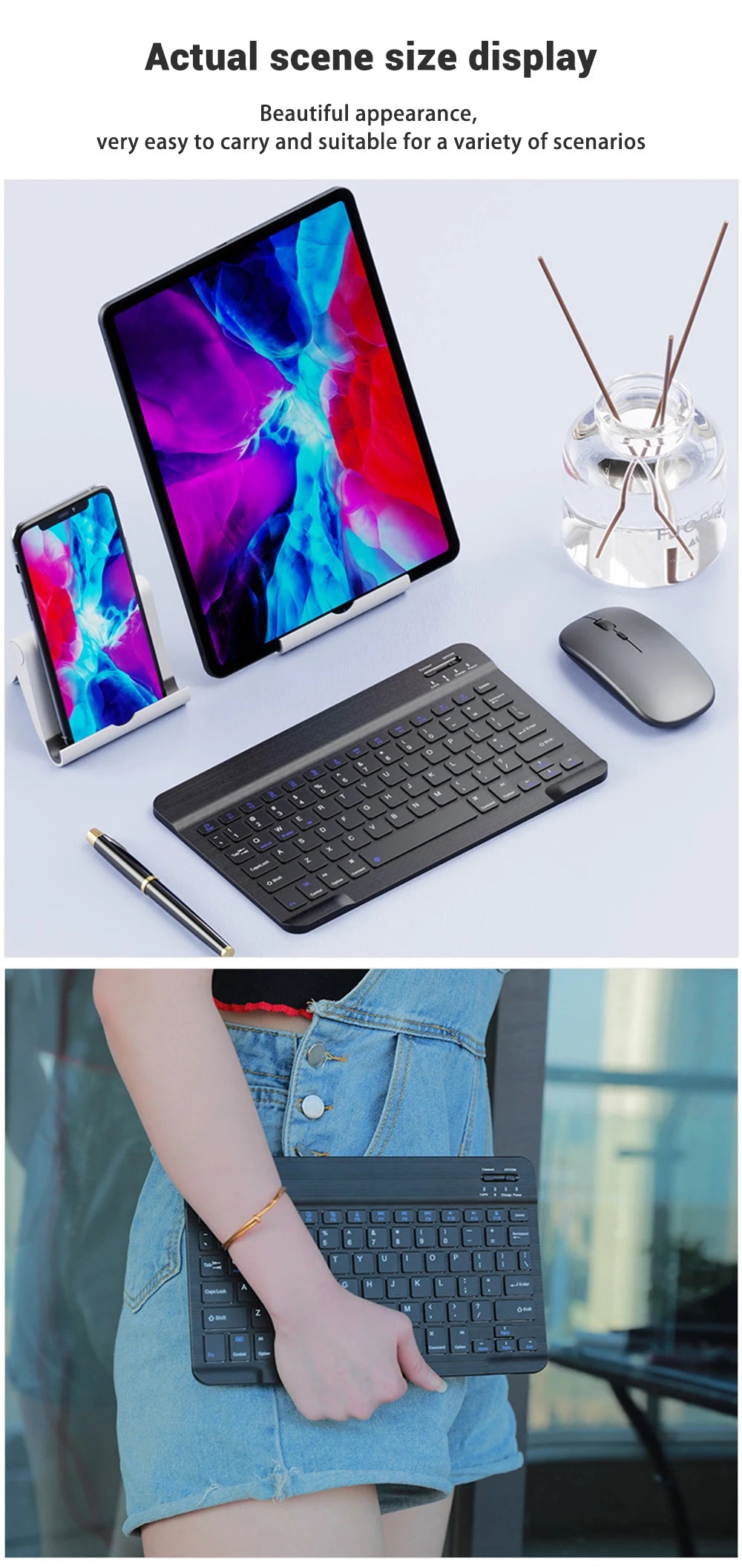 Backlight Bluetooth Keyboard & Mouse Set for Phones & Tablets