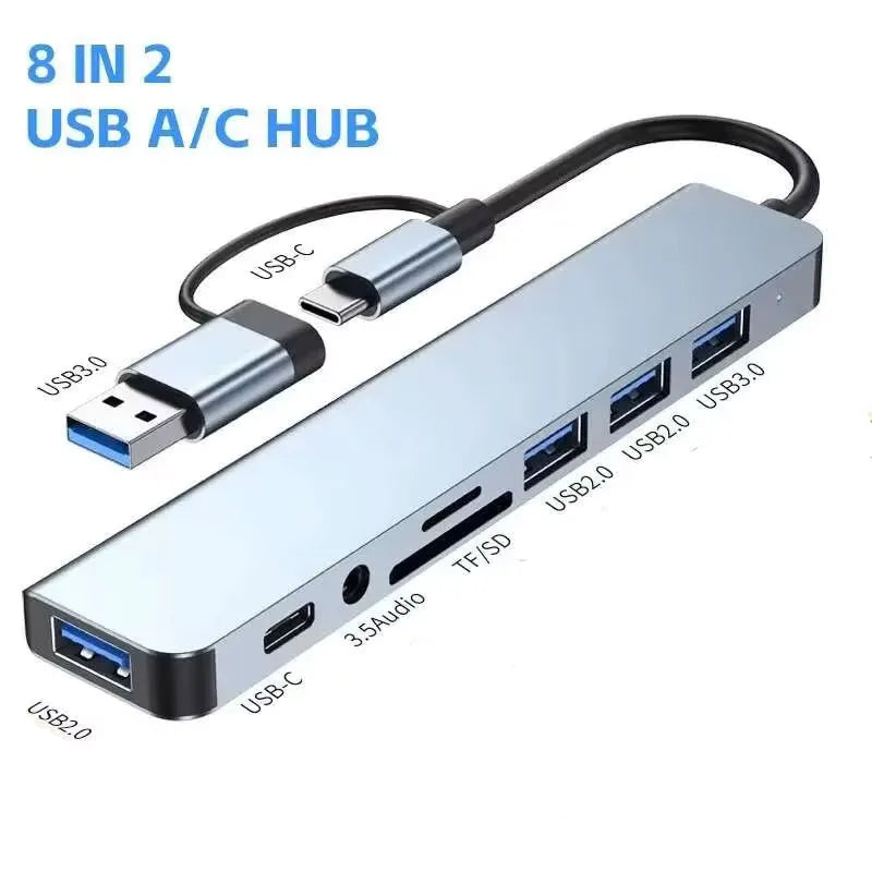 5 to 8 Port USB HUB with TF & SD card slots | For Mac & PC