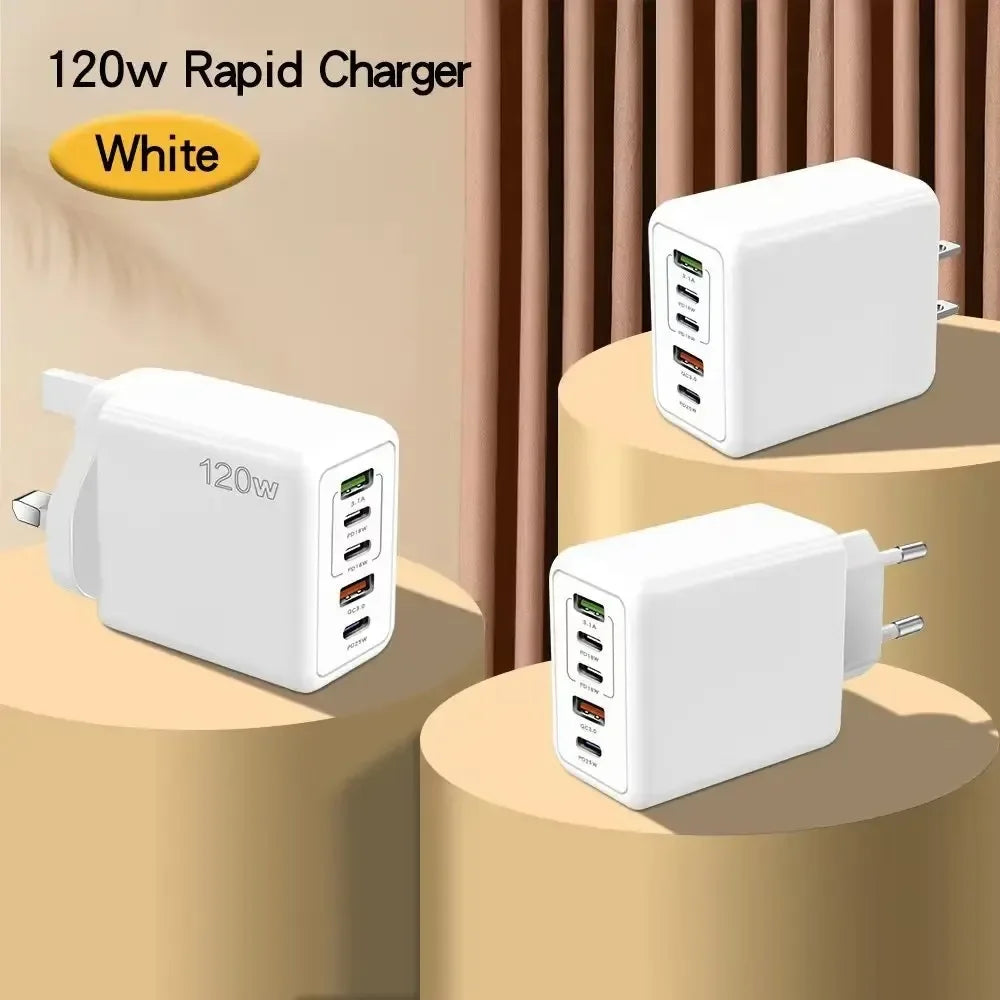 120W Wall Adapter Plug Multi Purpose | 5 Ports - USB & Type C