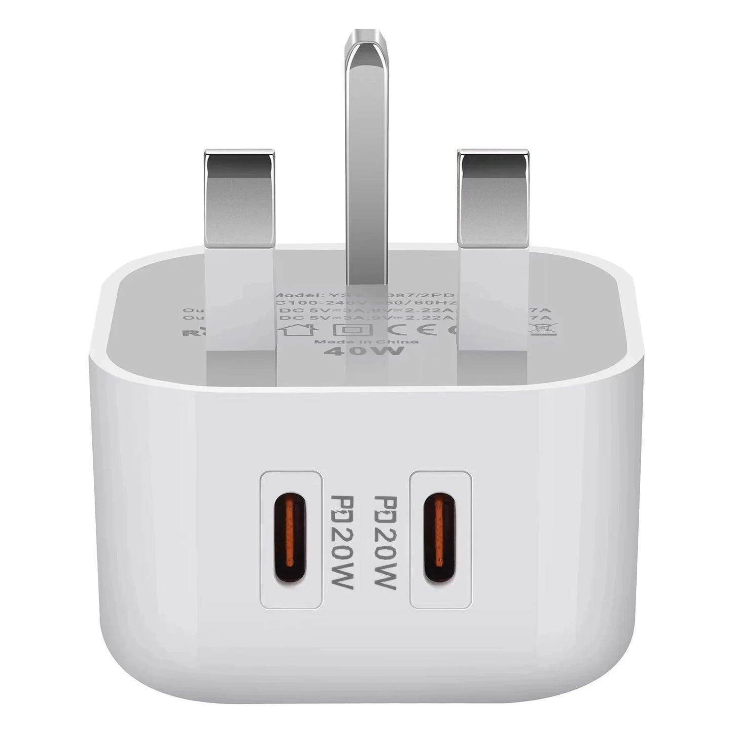Dual USB C Wall Charger | Fast Power Adapter Plug 40W