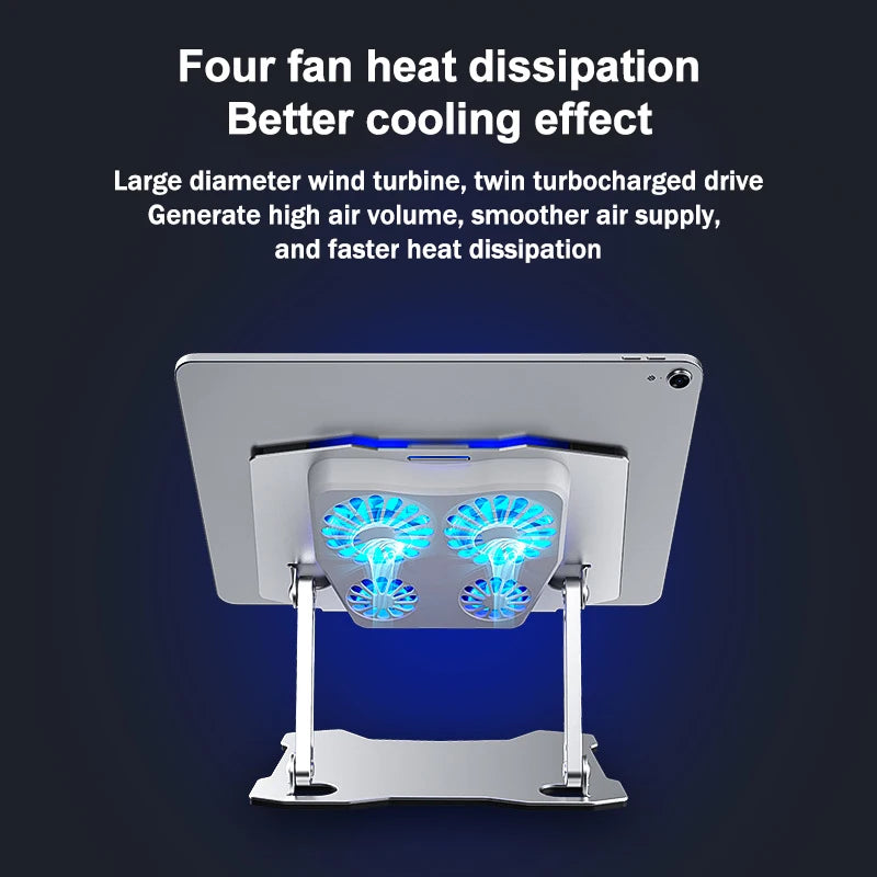 Air-Cooled iPad & Tablet Holder | 4-Fan Heat Sink Radiator