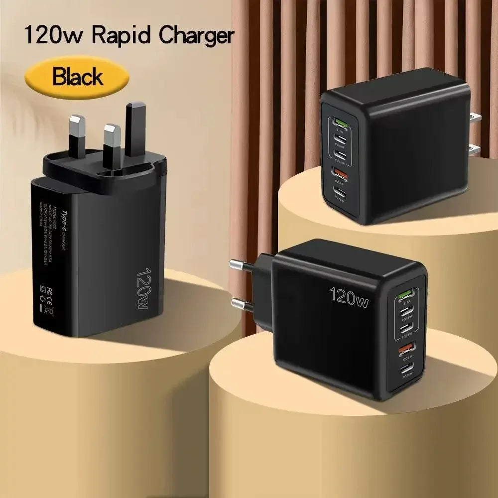 120W Wall Adapter Plug Multi Purpose | 5 Ports - USB & Type C
