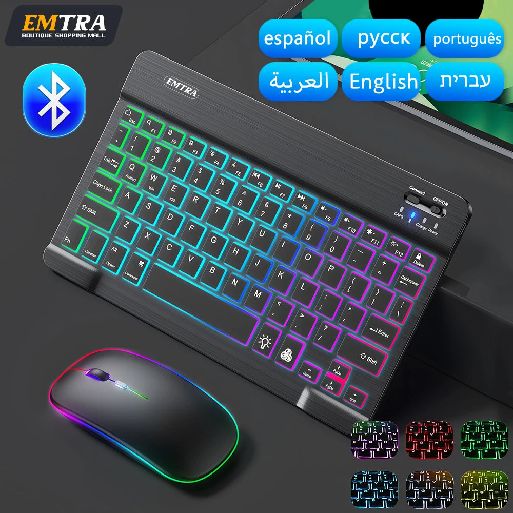 Backlight Bluetooth Keyboard & Mouse Set for Phones & Tablets