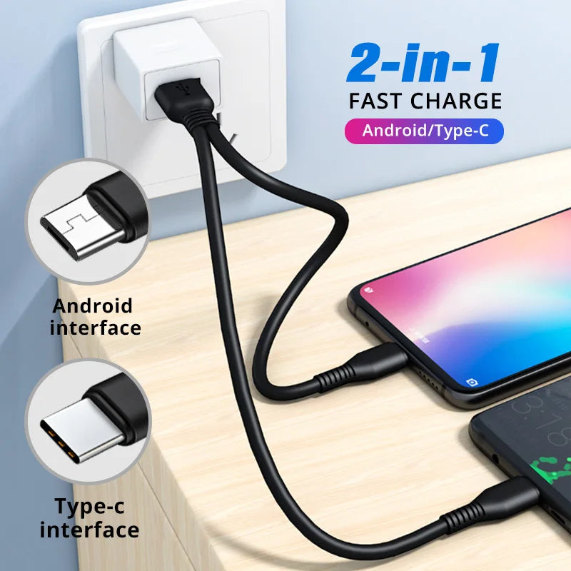 2 In 1 Dual Charging USB Cable | Android and iPhones