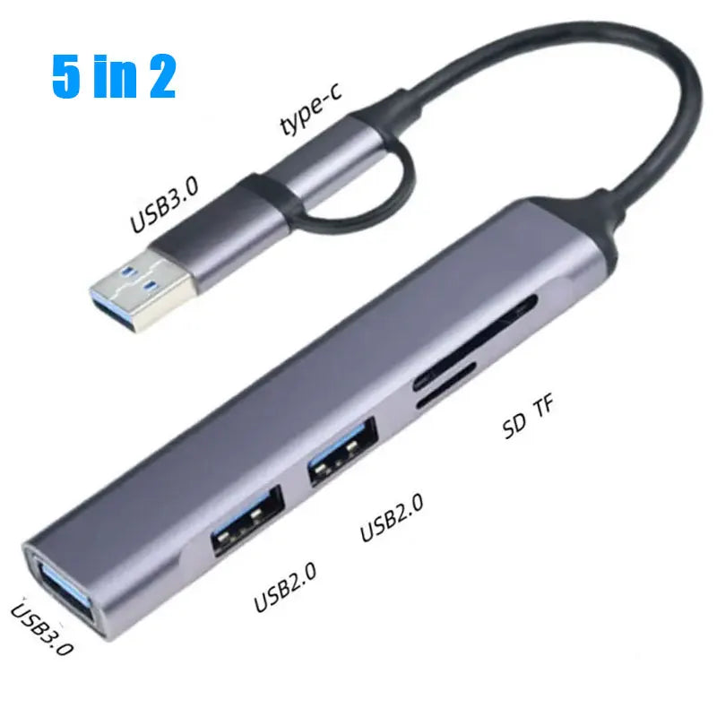 5 to 8 Port USB HUB with TF & SD card slots | For Mac & PC