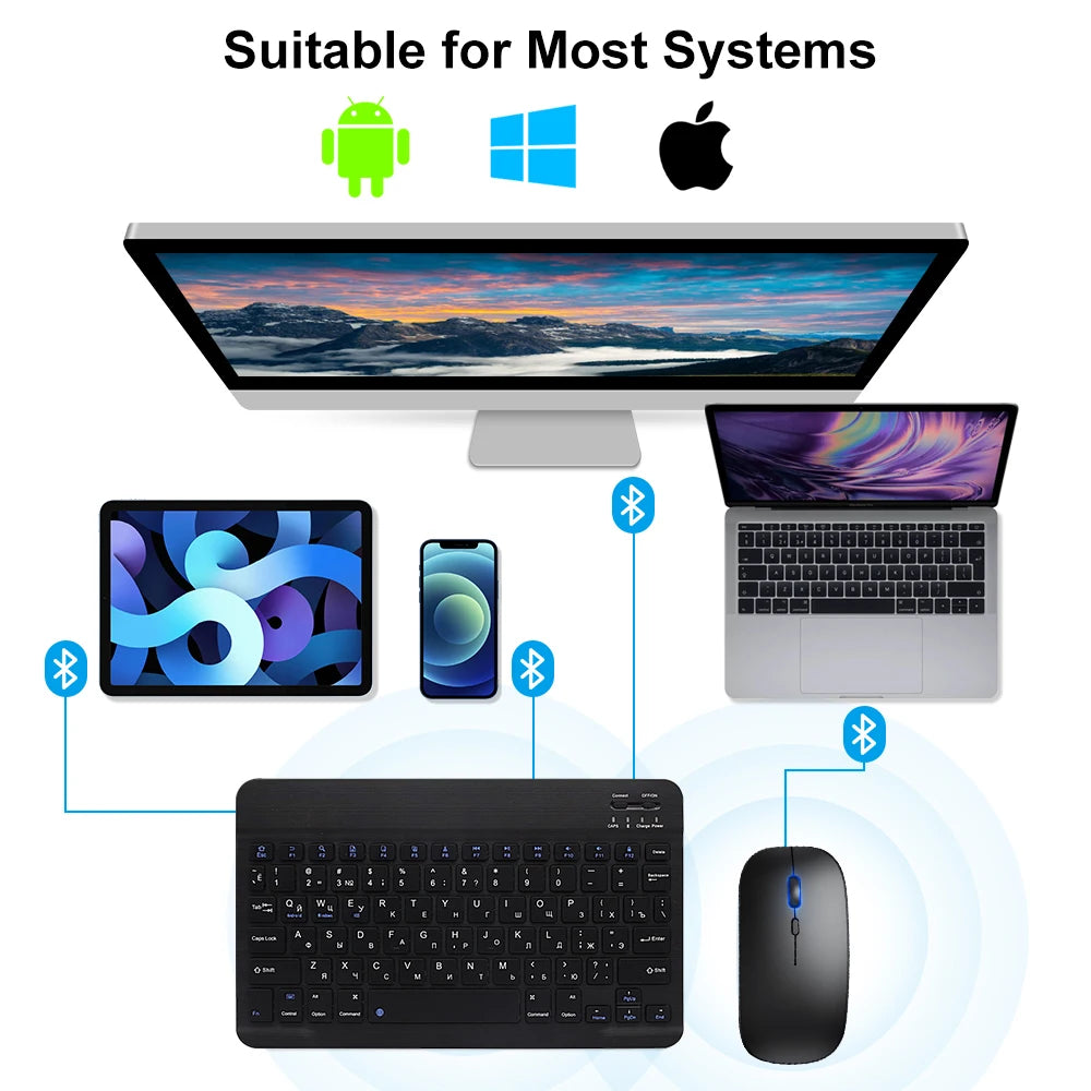 Backlight Bluetooth Keyboard & Mouse Set for Phones & Tablets