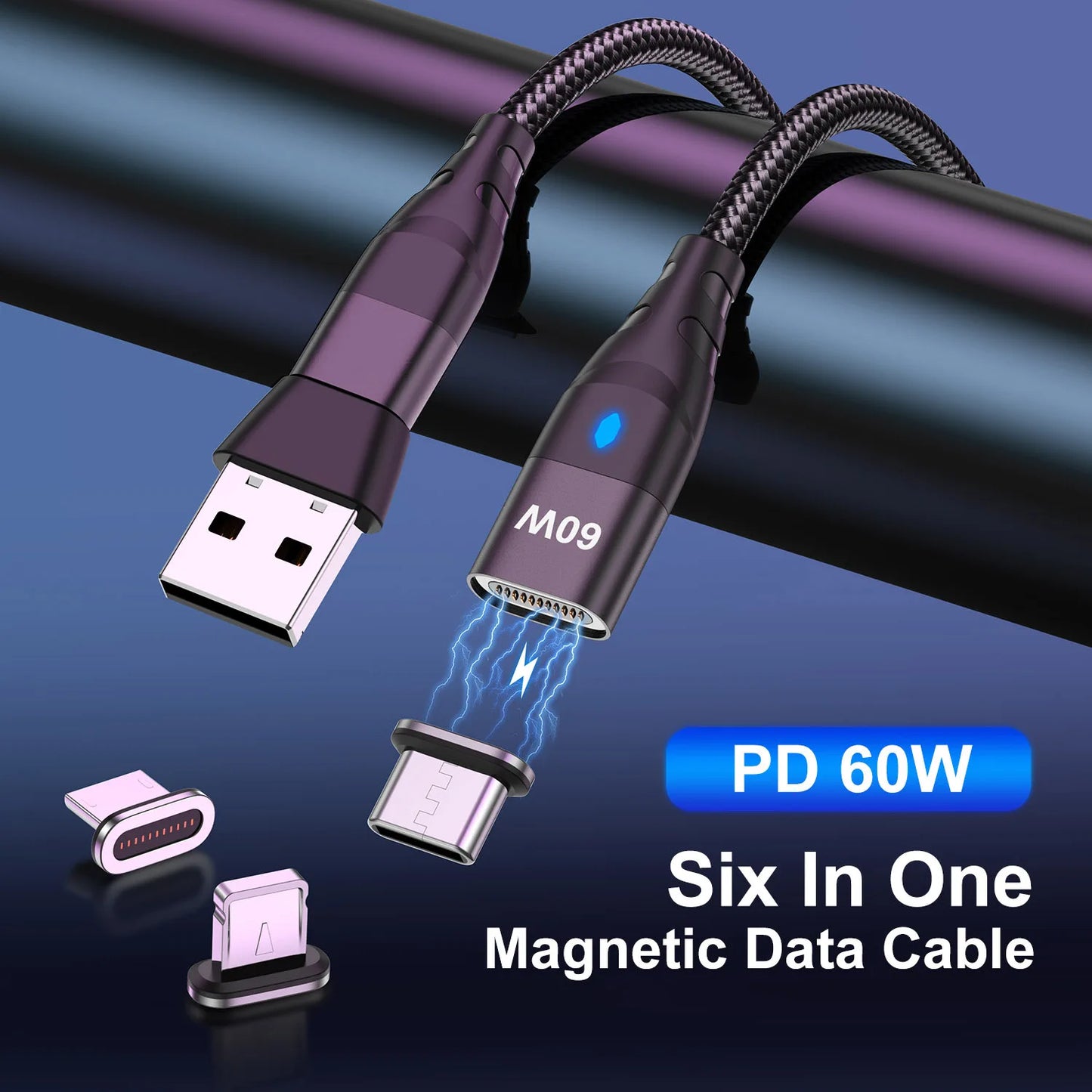 60W Magnetic Cable Fast Charging | USB-C, iPhone, Mirco USB