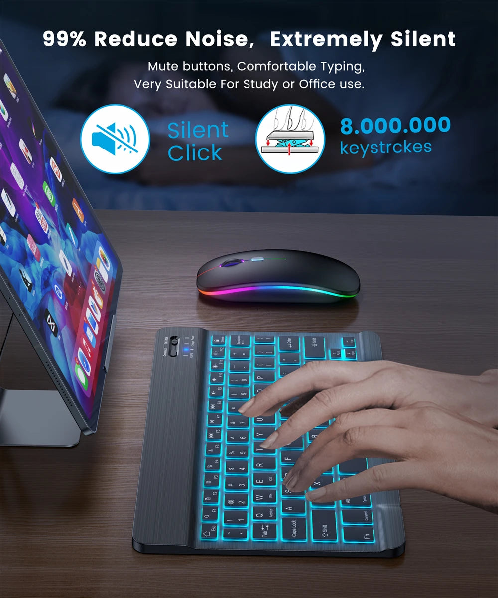 Backlight Bluetooth Keyboard & Mouse Set for Phones & Tablets