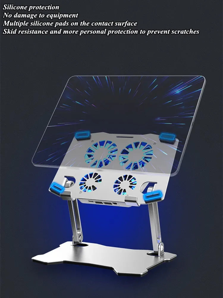 Air-Cooled iPad & Tablet Holder | 4-Fan Heat Sink Radiator
