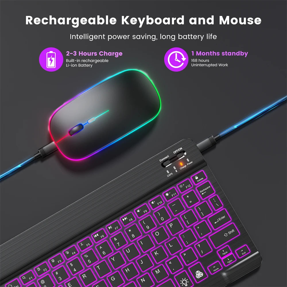 Backlight Bluetooth Keyboard & Mouse Set for Phones & Tablets