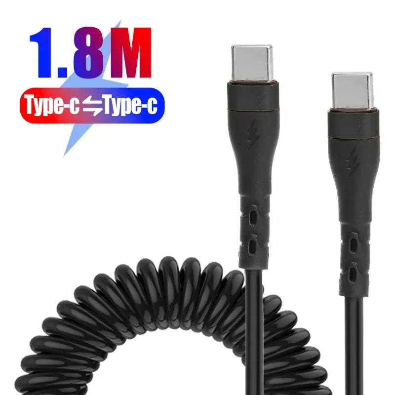 120W Retractable Charging Cable with Data Transfer | USB C To C
