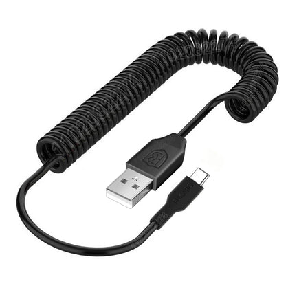 Spring Retractable Charging Cable for Car | USB to USB C