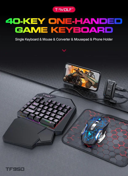 One-handed Mobile Gaming Keyboard and Mouse Set