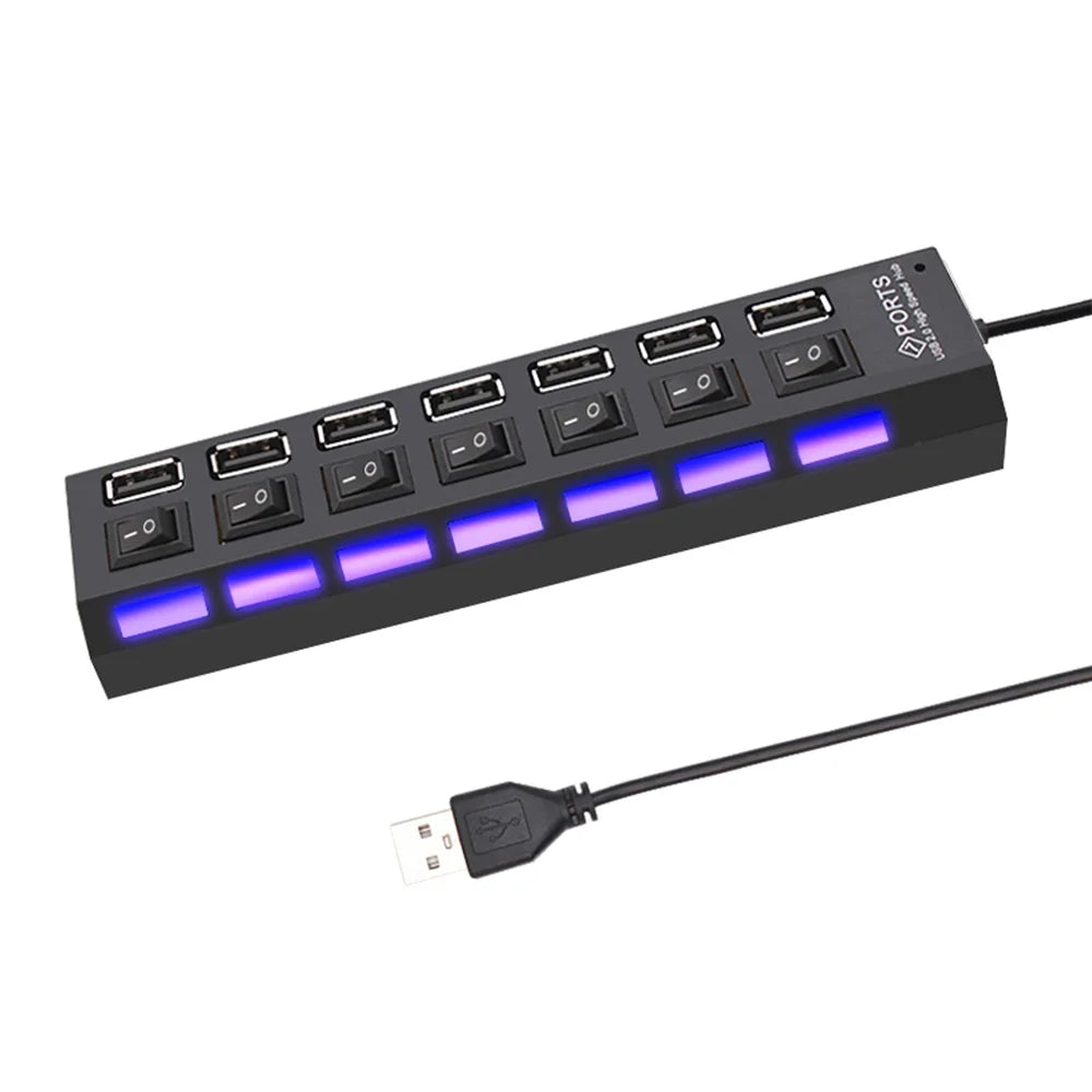USB 2.0 Hub Splitter with Switch - 4/7 Ports | For Home or Office