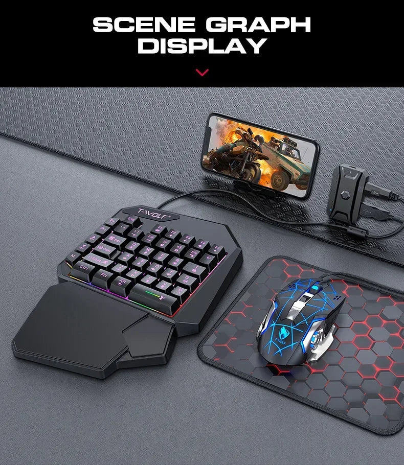 One-handed Mobile Gaming Keyboard and Mouse Set