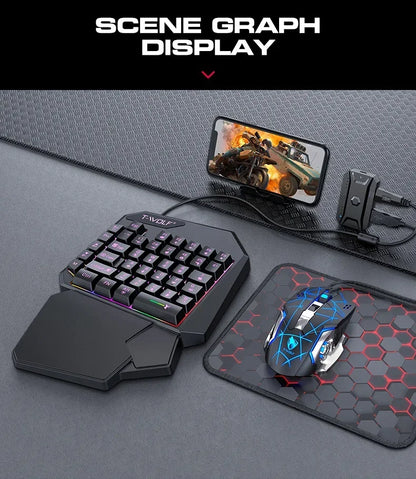 One-handed Mobile Gaming Keyboard and Mouse Set