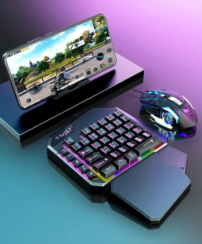 One-handed Mobile Gaming Keyboard and Mouse Set