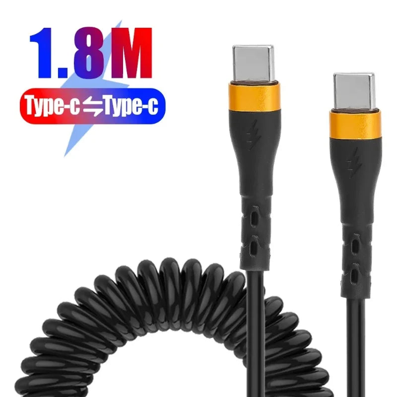 120W Retractable Charging Cable with Data Transfer | USB C To C