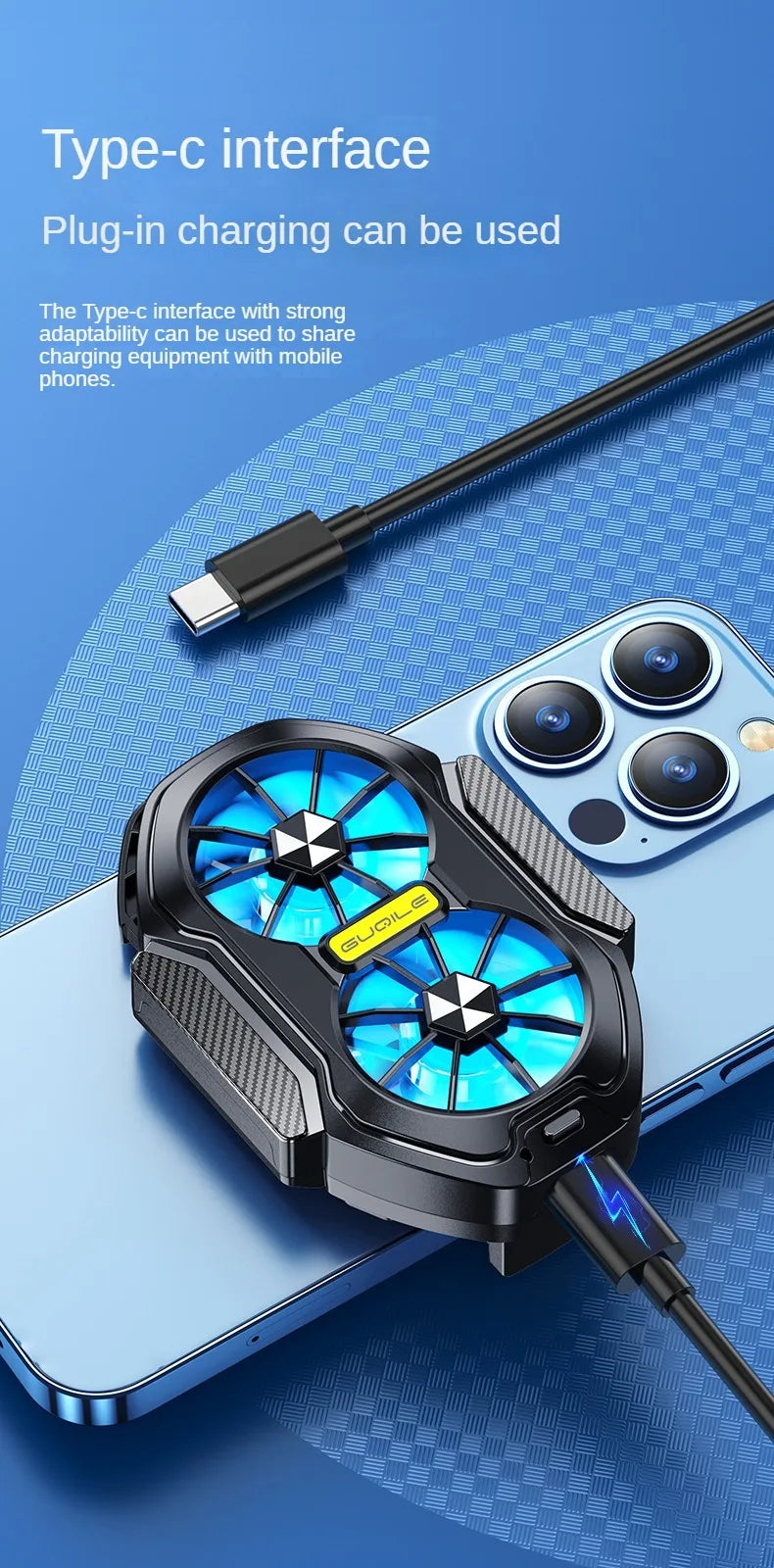 Dual Fan Wireless Phone Cooler | Battery Powered