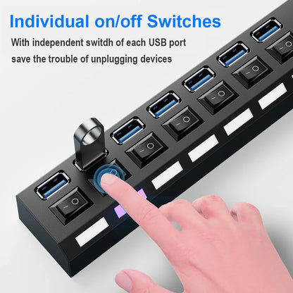 USB 2.0 Hub Splitter with Switch - 4/7 Ports | For Home or Office
