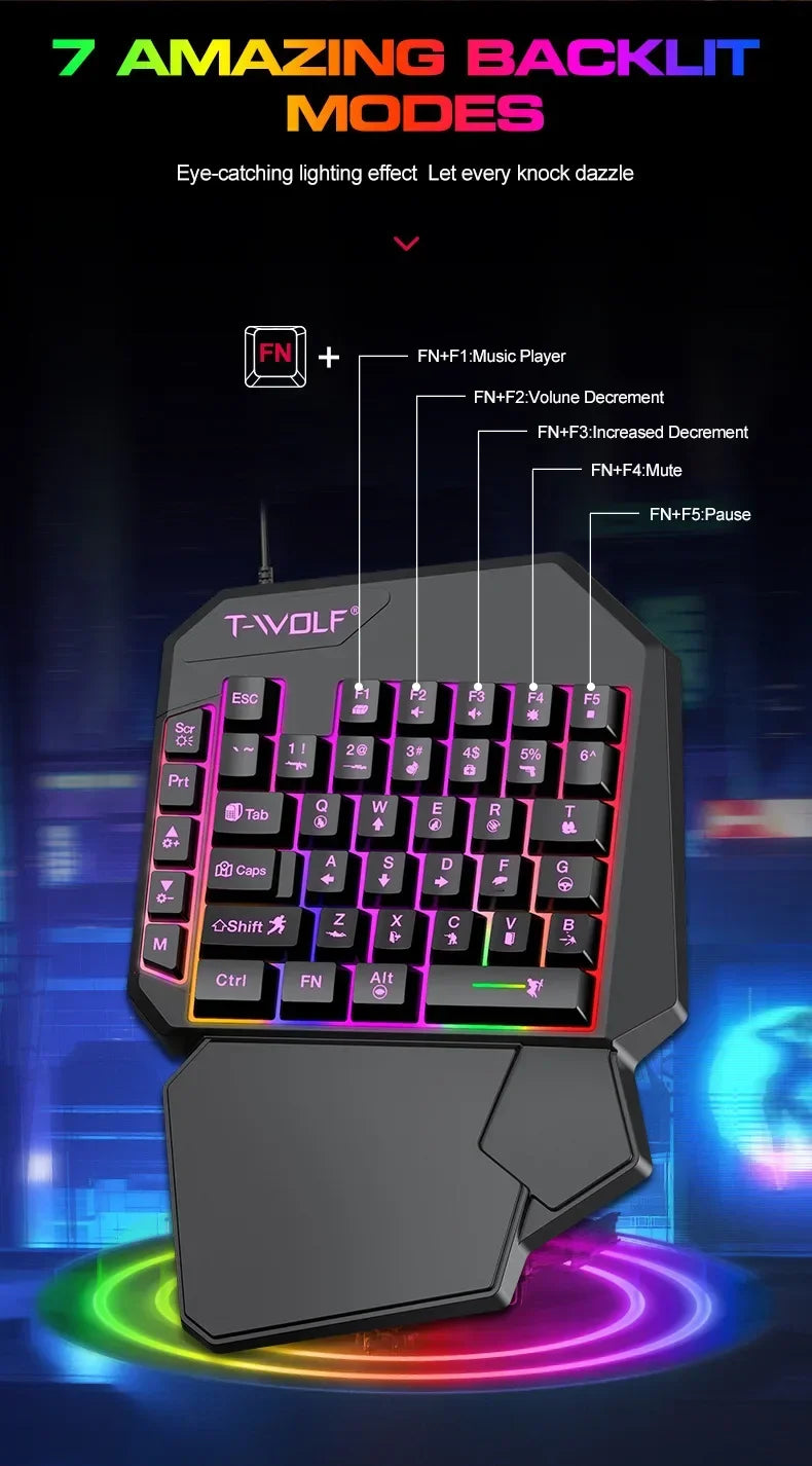 One-handed Mobile Gaming Keyboard and Mouse Set