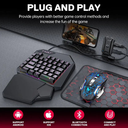 One-handed Mobile Gaming Keyboard and Mouse Set
