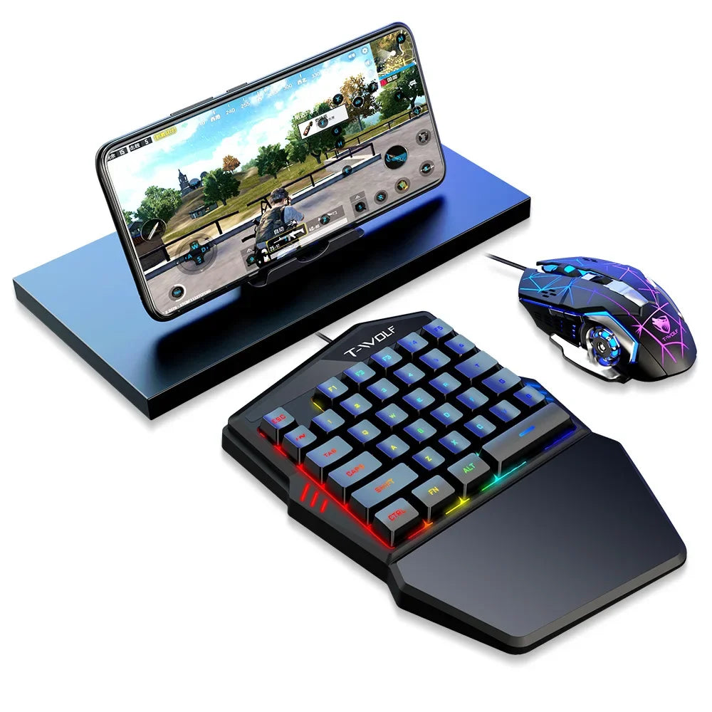 One-handed Mobile Gaming Keyboard and Mouse Set