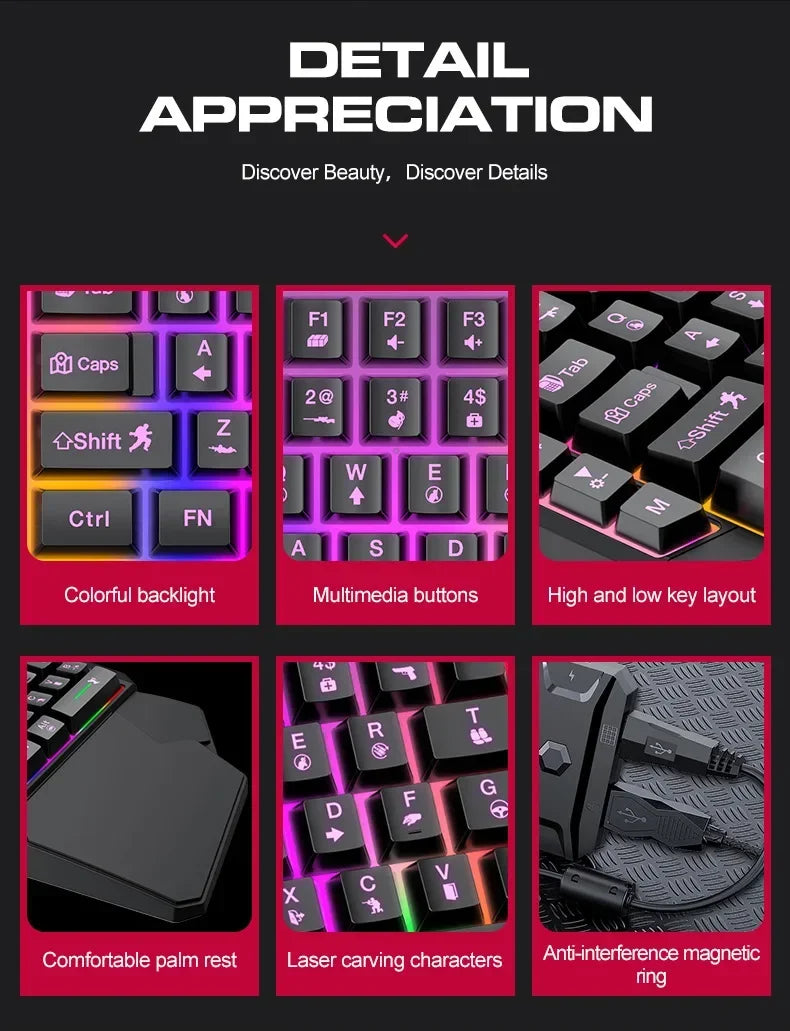 One-handed Mobile Gaming Keyboard and Mouse Set