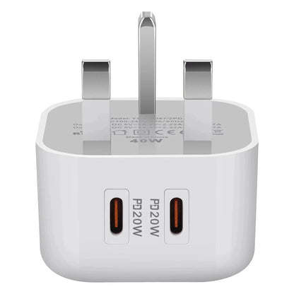 Dual USB C Wall Charger | Fast Power Adapter Plug 40W