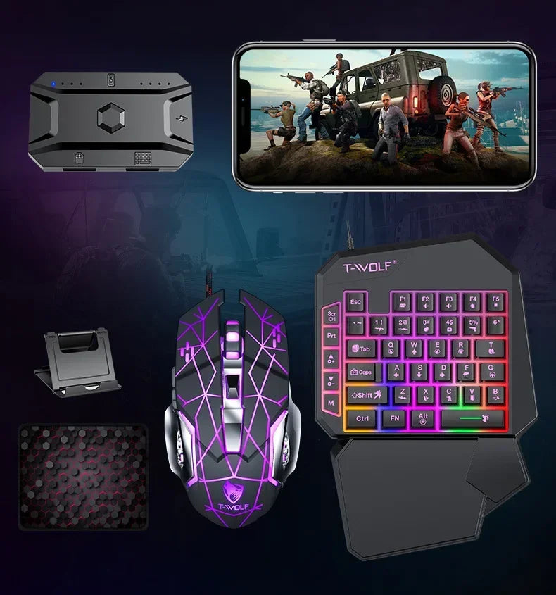 One-handed Mobile Gaming Keyboard and Mouse Set