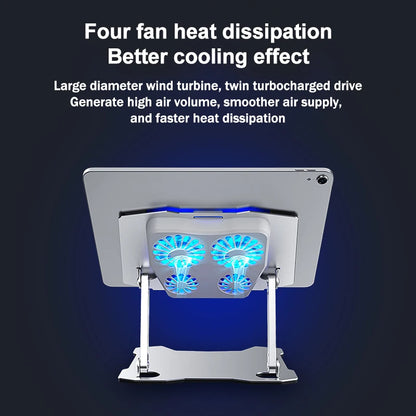 Air-Cooled iPad & Tablet Holder | 4-Fan Heat Sink Radiator