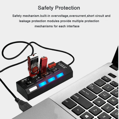USB 2.0 Hub Splitter with Switch - 4/7 Ports | For Home or Office