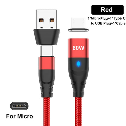 60W Magnetic Cable Fast Charging | USB-C, iPhone, Mirco USB
