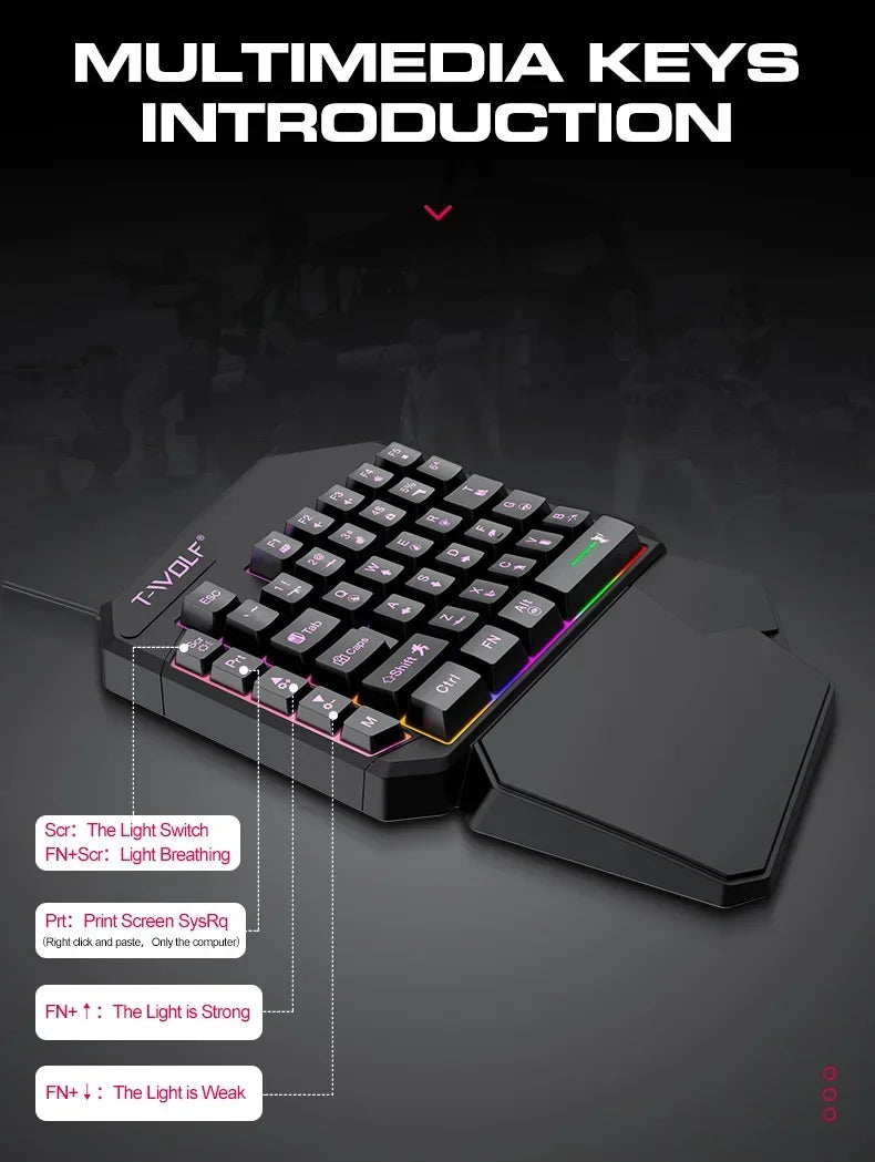 One-handed Mobile Gaming Keyboard and Mouse Set