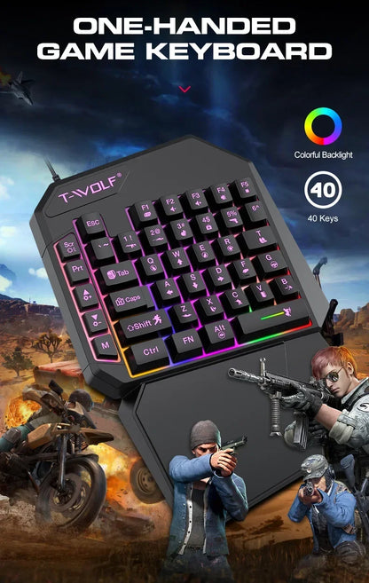 One-handed Mobile Gaming Keyboard and Mouse Set