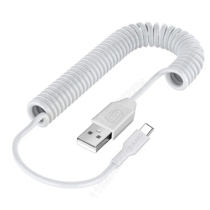 Spring Retractable Charging Cable for Car | USB to USB C