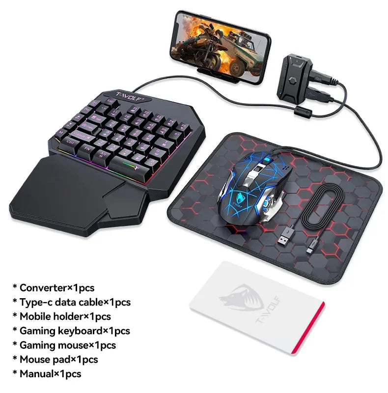 One-handed Mobile Gaming Keyboard and Mouse Set