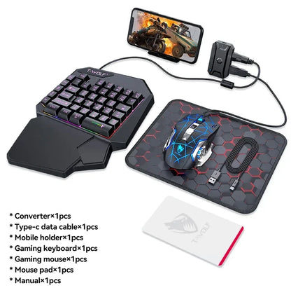 One-handed Mobile Gaming Keyboard and Mouse Set